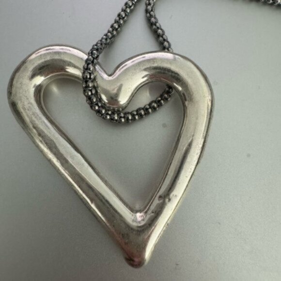 Shablool Israel Floating Heart Electroform St Slv 925 Pendant w Popcorn necklace - Picture 6 of 16